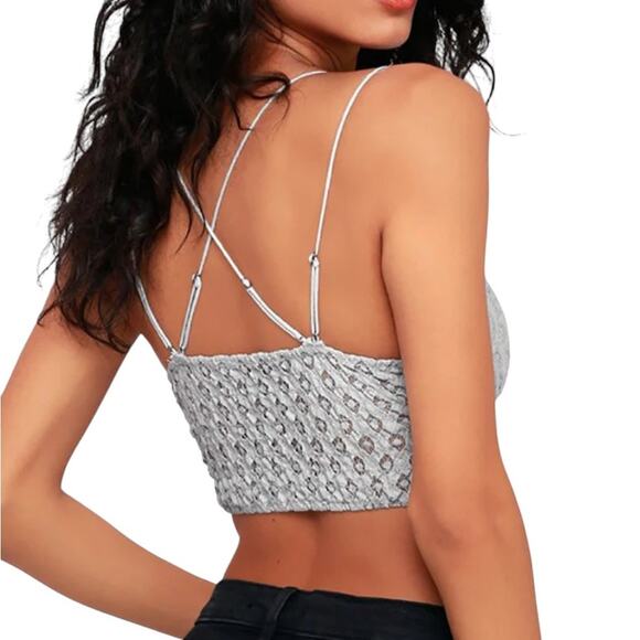 Free People One Light Blue Gray Adella Strappy Bralette - Picture 3 of 12